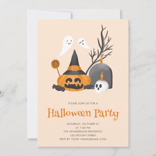 Leuke pompoen geesten Halloween Party Kaart (Voorkant)