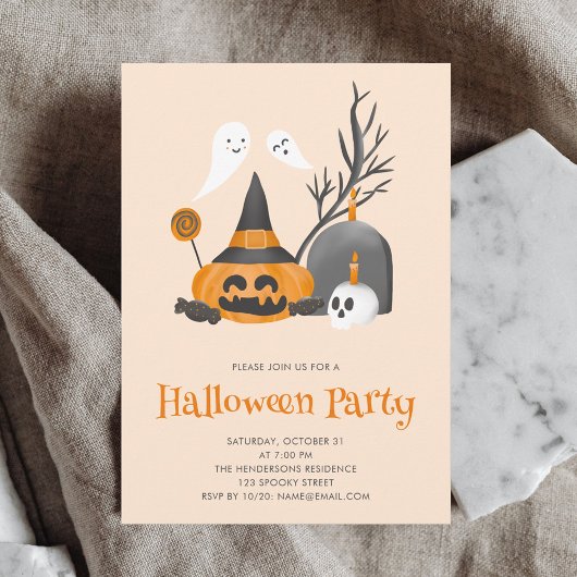 Leuke pompoen geesten Halloween Party Kaart