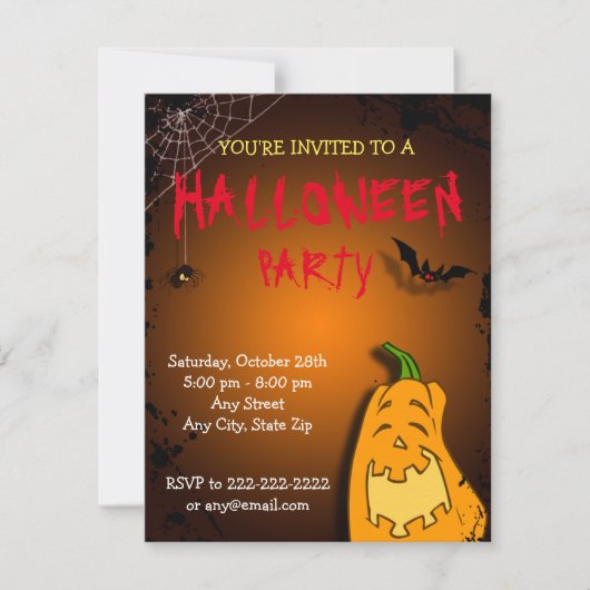 Leuke pompoen Halloween Party Nodig Kaart uit (Voorkant)