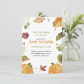 Leuke pompoen Herfst Baby shower uitnodiging (Staand voorkant)