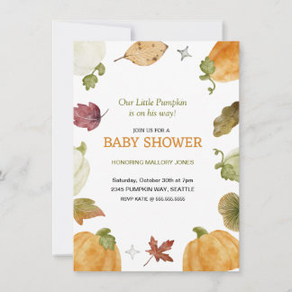 Leuke pompoen Herfst Baby shower uitnodiging