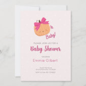 Leuke Pompoen Herfst Roze Meisje Baby shower Invit Kaart (Voorkant)
