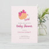 Leuke Pompoen Herfst Roze Meisje Baby shower Invit Kaart (Staand voorkant)