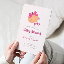 Leuke Pompoen Herfst Roze Meisje Baby shower Invit Kaart