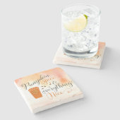 Leuke pompoen kruiden koffie viering stenen onderzetter (Zijkant)