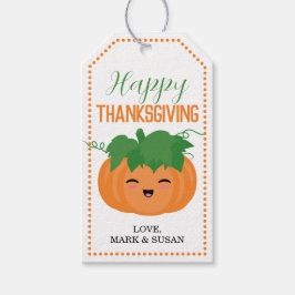 Leuke pompoen Thanksgiving cadeautag (voor- en ach Cadeaulabel