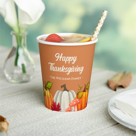 Leuke Pompoen Thanksgiving Papieren Bekers (Insitu)