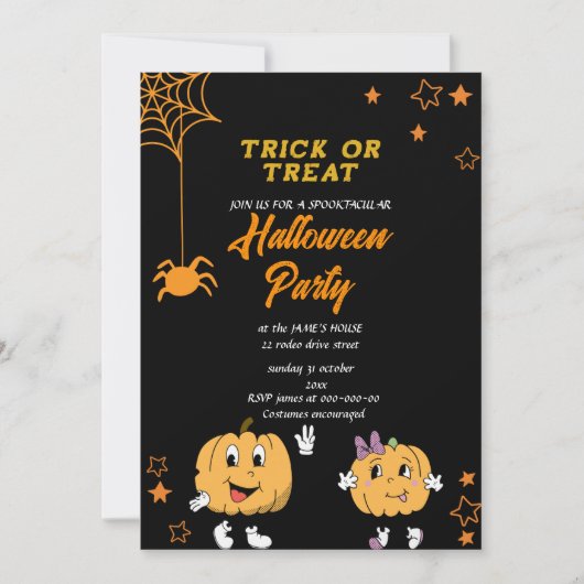 Leuke Pompoen trick or treat Halloween Feesttijd Kaart (Voorkant)