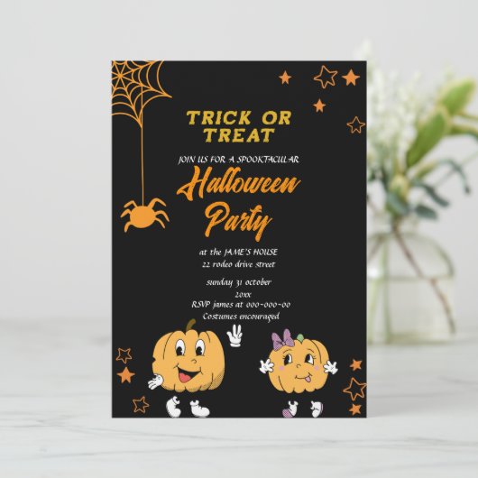Leuke Pompoen trick or treat Halloween Feesttijd Kaart (Staand voorkant)