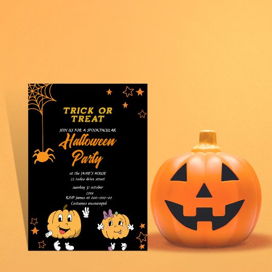 Leuke Pompoen trick or treat Halloween Feesttijd Kaart