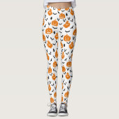 Leuke pompoenen en vleermuizen Halloween White Leggings (Voorkant)