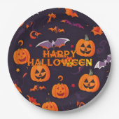 Leuke pompoenen en vleermuizen papieren bordje (Voorkant)