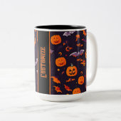 Leuke pompoenen en vleermuizen tweekleurige koffiemok (Voorkant rechts)