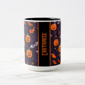 Leuke pompoenen en vleermuizen tweekleurige koffiemok (Center)