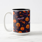 Leuke pompoenen en vleermuizen tweekleurige koffiemok (Links)