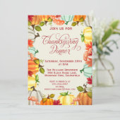 Leuke Pompoenen Thanksgiving Dinner Uitnodiging (Staand voorkant)