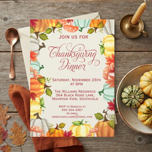 Leuke Pompoenen Thanksgiving Dinner Uitnodiging