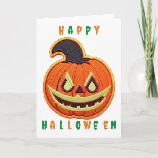 Leuke Pompoenplek Halloween Kaart (Voorkant)