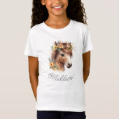 Leuke Pony Custom Script Naam Paard Ruitersport T-shirt (Voorkant)
