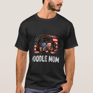 Leuke Poodle Moeder Amerikaanse vlag Moederdag T-shirt