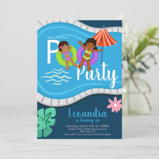 Leuke Pool Party Kinderen Verjaardag Elke Leeftijd Kaart (Staand voorkant)