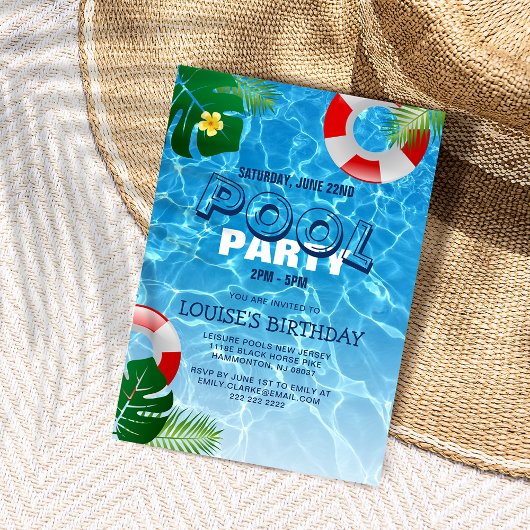 Leuke Poolparty | Verjaardagszwemmen Kaart
