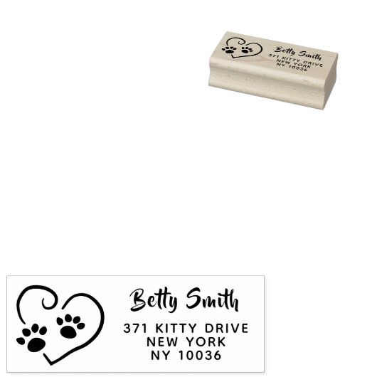 Leuke poot afdrukken op je hart retour adres rubberstempel (Gestempeld)