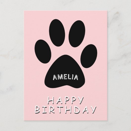 Leuke Poot Print Roze Gelukkige verjaardag Briefkaart (Voorkant)