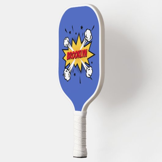 Leuke pop kunst stripverhaal stijl callout logo pickleball paddle (Links)