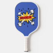 Leuke pop kunst stripverhaal stijl callout logo pickleball paddle (Achterkant)