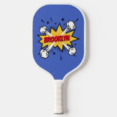 Leuke pop kunst stripverhaal stijl callout logo pickleball paddle (Voorkant)