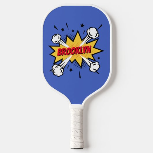 Leuke pop kunst stripverhaal stijl callout logo pickleball paddle (Voorkant)