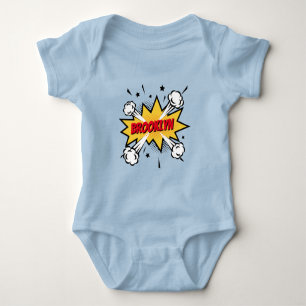 Leuke pop kunst stripverhaal stijl callout logo romper