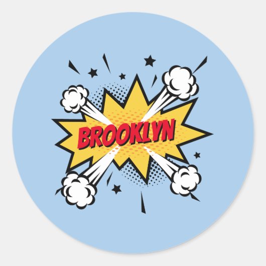 Leuke pop kunst stripverhaal stijl callout logo ronde sticker (Voorkant)