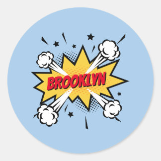 Leuke pop kunst stripverhaal stijl callout logo ronde sticker