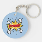 Leuke pop kunst stripverhaal stijl callout logo sleutelhanger (Achterkant)