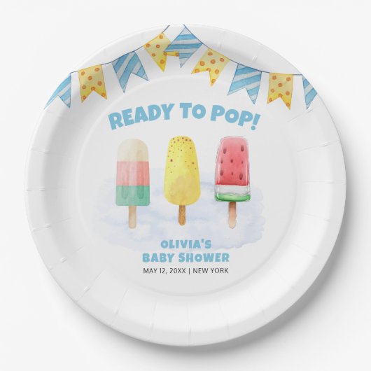 Leuke Popcicle klaar om pop Ice Cream Baby shower Papieren Bordje (Voorkant)