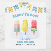 Leuke Popcicle klaar om pop Ice Cream Baby shower Wijn Etiket (Enkel label)