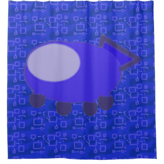 Leuke Popcorn Anime Blauw Ruimteschip Douchegordij Douchegordijn (Voorkant)