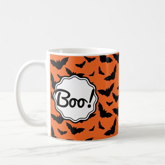 Leuke Populaire Halloween Sinaasappel Black Bat Bo Koffiemok (Links)