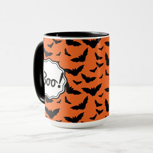 Leuke Populaire Halloween Sinaasappel Black Bat Bo Mok (Voorkant links)