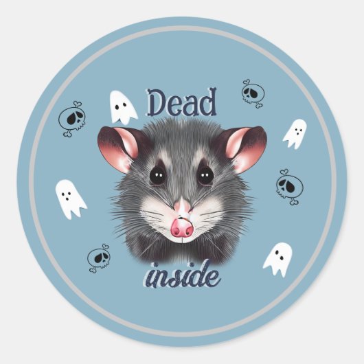 Leuke Possum Dead Inside schedels en geesten stick Ronde Sticker (Voorkant)