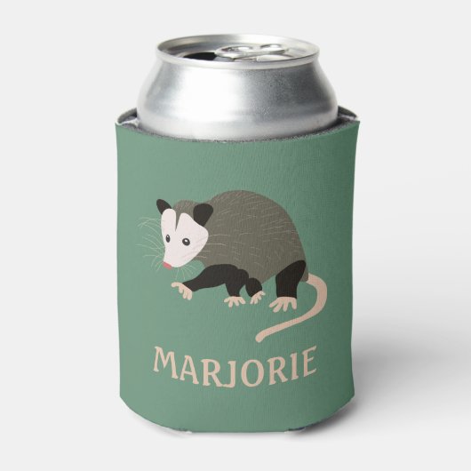 Leuke Possum illustratie Licht Groen Gepersonalise Blikjeskoeler (Blikje Voorkant)