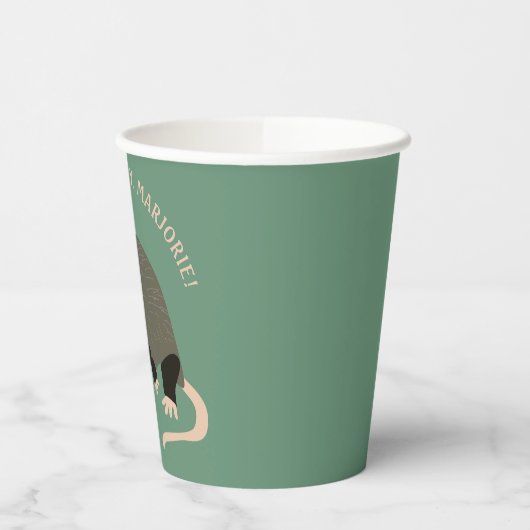 Leuke Possum illustratie Licht Groen Gepersonalise Papieren Bekers (Links)