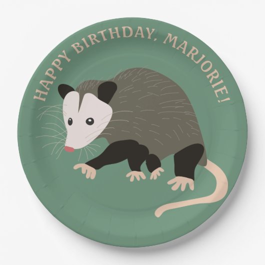 Leuke Possum illustratie Licht Groen Gepersonalise Papieren Bordje (Voorkant)