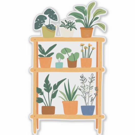 Leuke potplanten illustratie sticker (Voorkant)