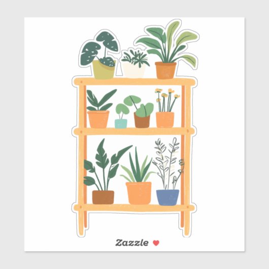 Leuke potplanten illustratie sticker (Vel)