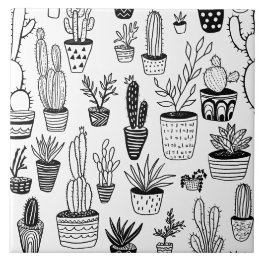 Leuke Potten Planten Handgemaakte Patroon Plant Li Tegeltje (Voorkant)