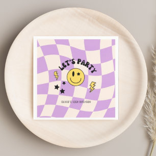 Leuke Preppy Paarse Y2K Retro Verjaardagsservetten Servet