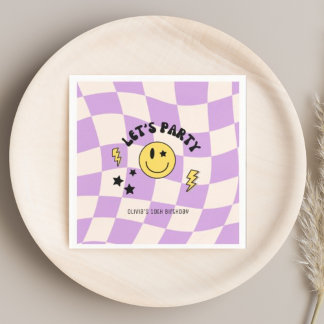 Leuke Preppy Paarse Y2K Retro Verjaardagsservetten Servet